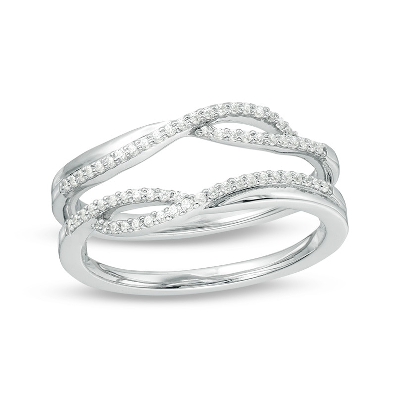 Main Image 1 of 1/8 CT. T.W. Diamond Criss-Cross Ring Solitaire Enhancer in Sterling Silver