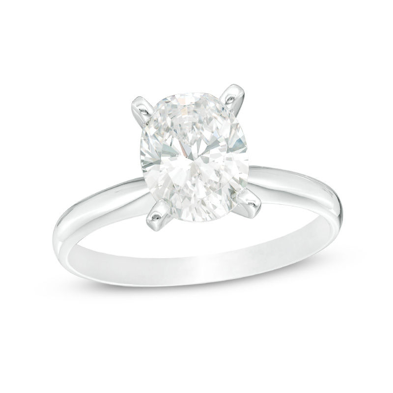 Main Image 1 of 2 CT. Certified Oval Diamond Solitaire Engagement Ring in 14K White Gold (I/I1)