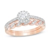 Thumbnail Image 1 of 1/2 CT. T.W. Diamond Frame Twist Shank Bridal Set in 10K Rose Gold