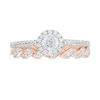 Thumbnail Image 4 of 1/2 CT. T.W. Diamond Frame Twist Shank Bridal Set in 10K Rose Gold