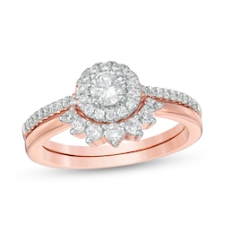 5/8 CT. T.W. Diamond Frame Tiara Bridal Set in 10K Rose Gold