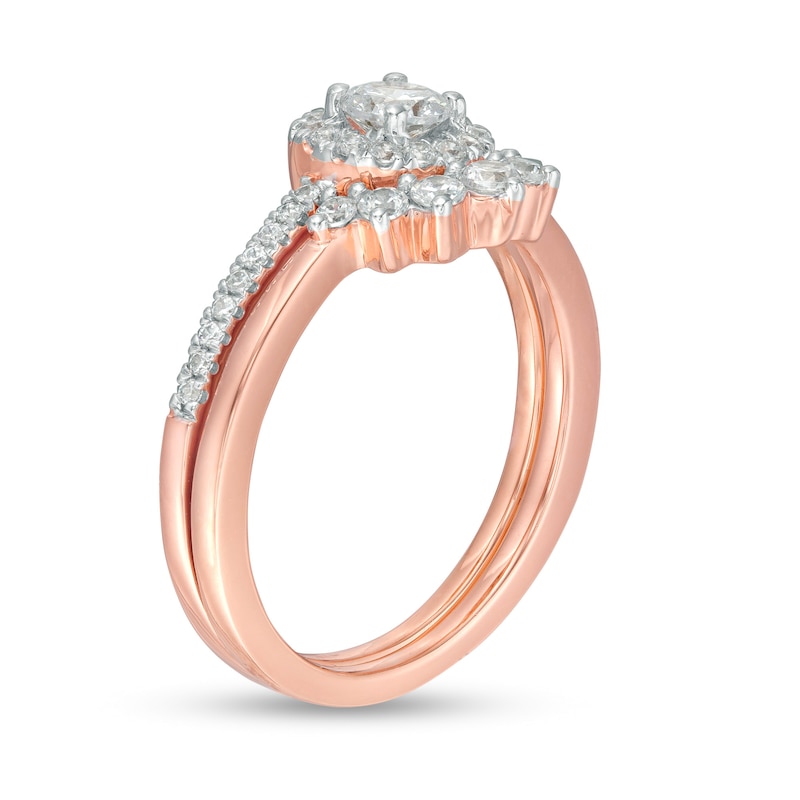 Main Image 2 of 5/8 CT. T.W. Diamond Frame Tiara Bridal Set in 10K Rose Gold
