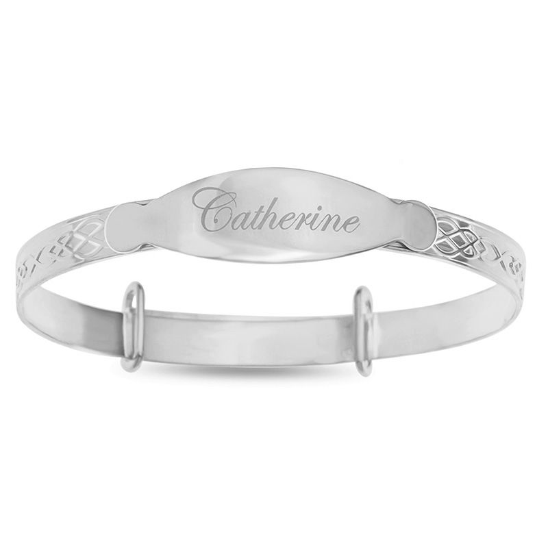 Sterling Silver Bracelet - With Engraved Heart & Birthstone Charm