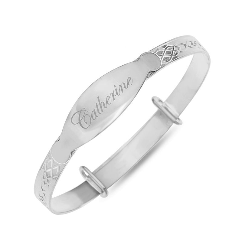 Children's Silver Expandable Diamond Cut Baby Bangle | T T Jewellers