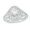 Thumbnail Image 1 of 1 CT. T.W. Diamond Frame Tri-Sides Bypass Engagement Ring in 14K White Gold