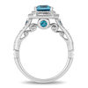 Thumbnail Image 2 of Enchanted Disney Cinderella London Blue Topaz and 3/4 CT. T.W. Diamond Double Frame Engagement Ring in 14K White Gold