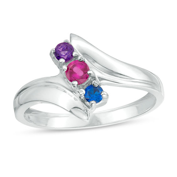 Mother's Birthstone Slant Bypass Ring (3 Stones) | Zales