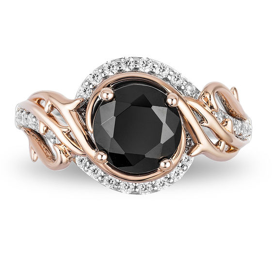 Enchanted Disney Villains Maleficent 2 CT. T.w. Black Diamond Thorn Engagement Ring in 14K Two-Tone Gold