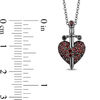 Thumbnail Image 1 of Enchanted Disney Villains Evil Queen Garnet and Black Diamond Accent Pendant in Sterling Silver with Black Rhodium - 19"