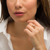 Thumbnail Image 2 of 1/2 CT. T.W. Enhanced Black and White Diamond Multi-Row Chevron Ring in 10K Rose Gold