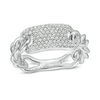 Thumbnail Image 1 of 1/3 CT. T.W. Diamond Plate and Chain Shank Ring in Sterling Silver