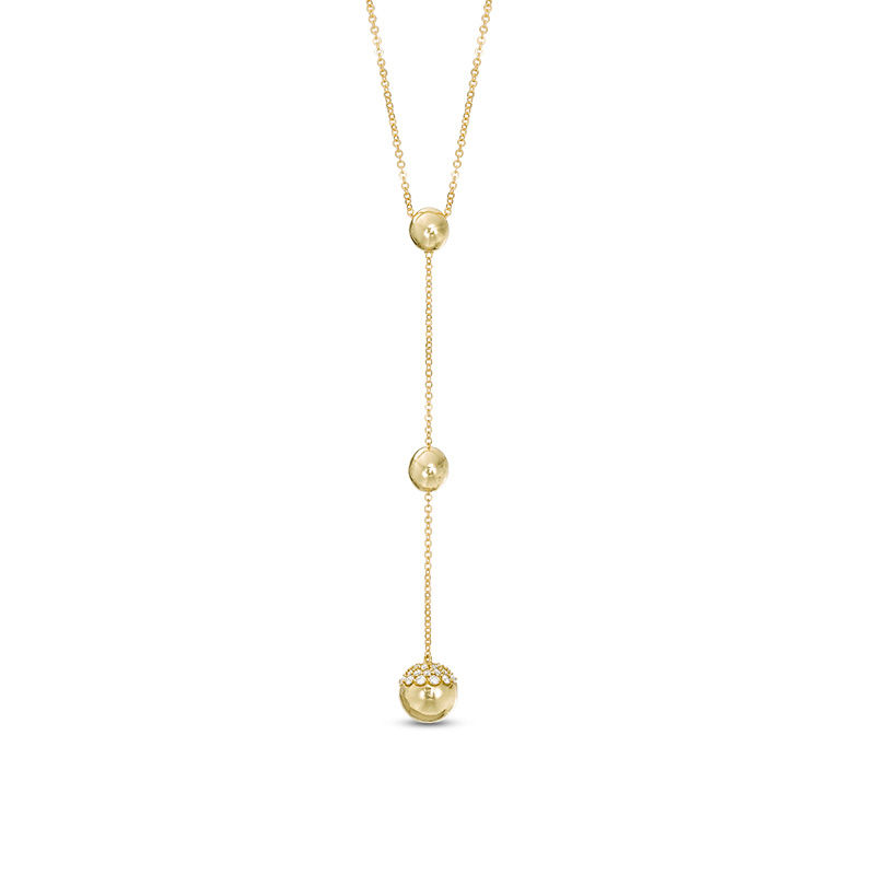 Main Image 1 of 1/4 CT. T.W. Diamond Ball Station Y-Necklace in 10K Gold