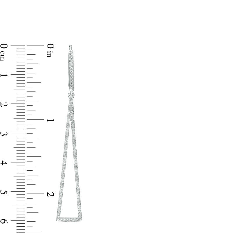Main Image 2 of 3/4 CT. T.W. Diamond Elongated Triangular Drop Earrings in Sterling Silver