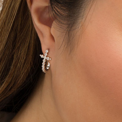 diamond cross hoop earrings