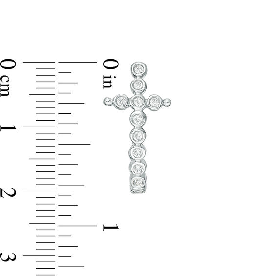 1/4 CT. T.w. Diamond Bezel-Set Cross J-Hoop Earrings in Sterling Silver