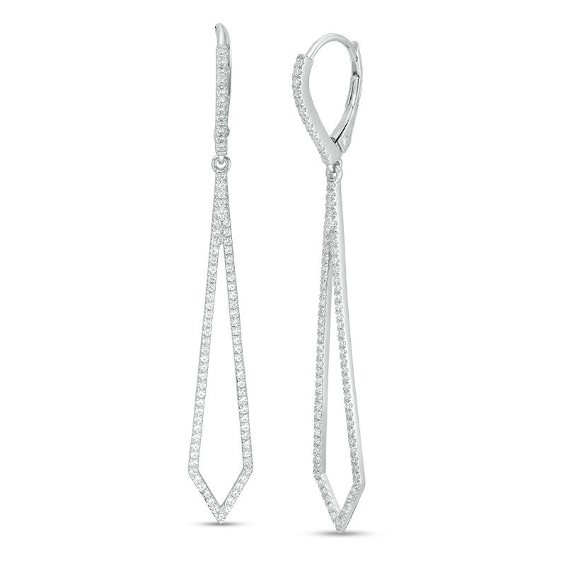 Main Image 1 of 5/8 CT. T.W. Diamond Elongated Kite-Shaped Drop Earrings in Sterling Silver