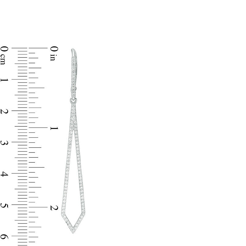 Main Image 3 of 5/8 CT. T.W. Diamond Elongated Kite-Shaped Drop Earrings in Sterling Silver