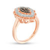 1/3 CT. T.W. Composite Champagne and White Diamond Marquise Scalloped Frame Ring in 10K Rose Gold