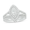 Thumbnail Image 1 of 1 CT. T.W. Certified Marquise Diamond Double Frame Bridal Set in 14K White Gold (I/I1)