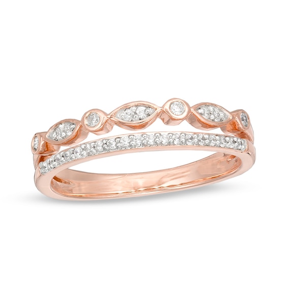 1/6 CT. T.w. Diamond Two Row Stackable Band in 10K Rose Gold