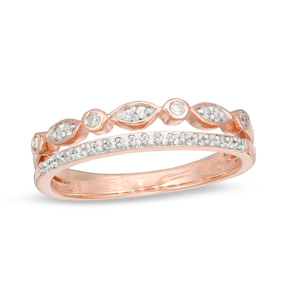 1/6 CT. T.w. Diamond Two Row Stackable Band in 10K Rose Gold