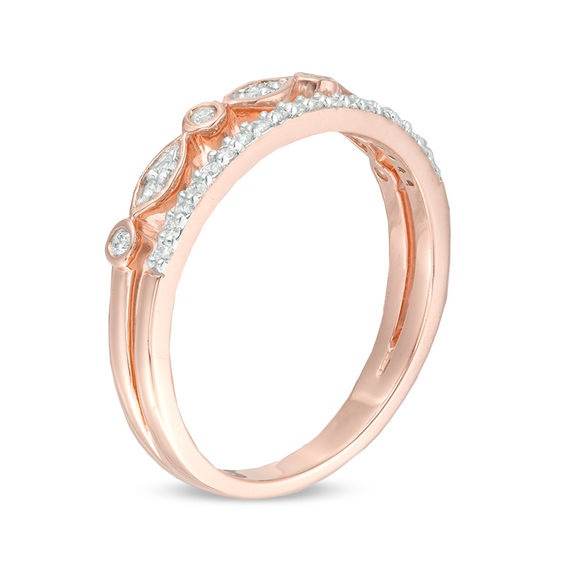 1/6 CT. T.w. Diamond Two Row Stackable Band in 10K Rose Gold