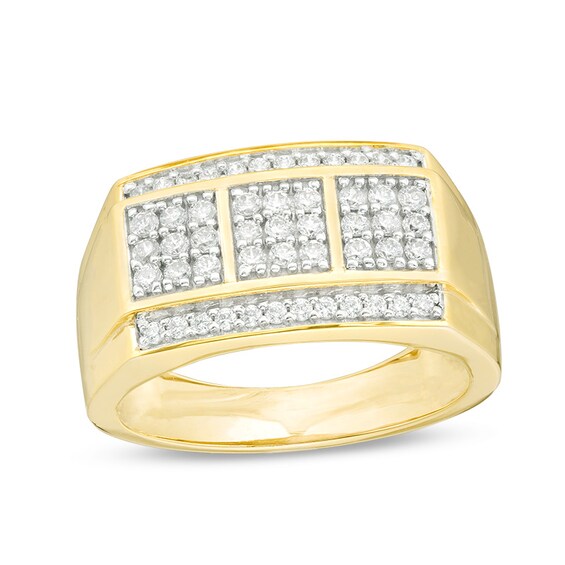 5/8 CT. T.w. Diamond Square Composite Three Stone Ring in 10K Gold