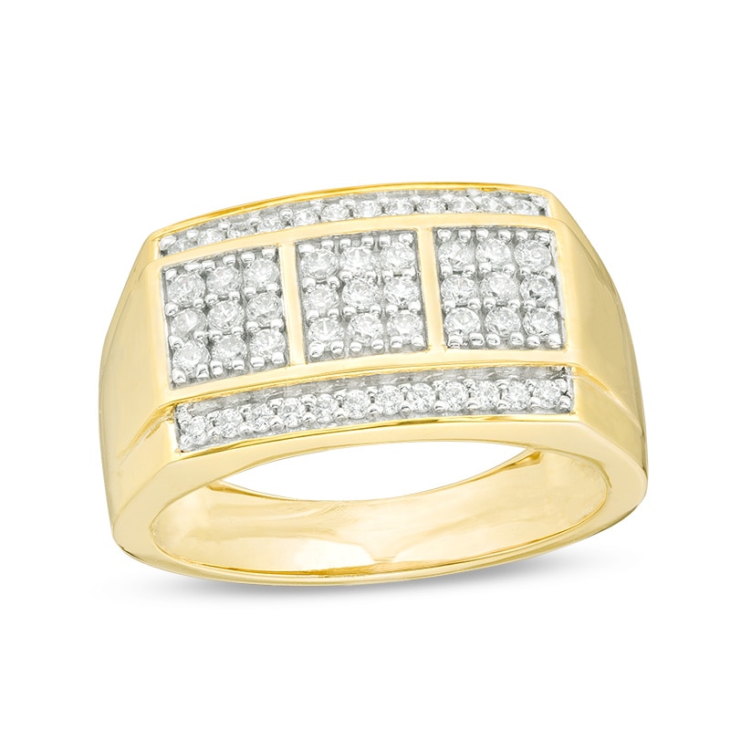 Main Image 1 of 5/8 CT. T.W.  Diamond Square Composite Three Stone Ring in 10K Gold