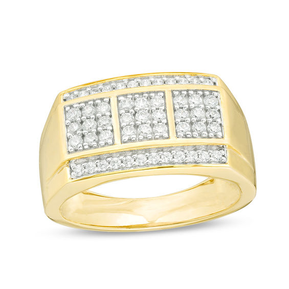 5/8 CT. T.w. Diamond Square Composite Three Stone Ring in 10K Gold