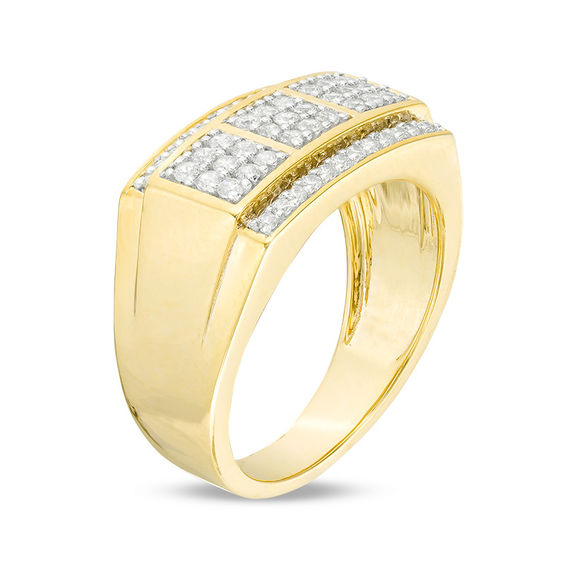 5/8 CT. T.w. Diamond Square Composite Three Stone Ring in 10K Gold