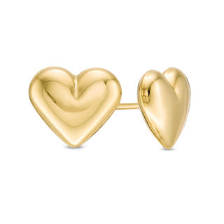 Puffed Heart Stud Earrings in 14K Gold | Zales