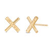 Thumbnail Image 1 of Multi-Finish "X" Stud Earrings in 14K Gold
