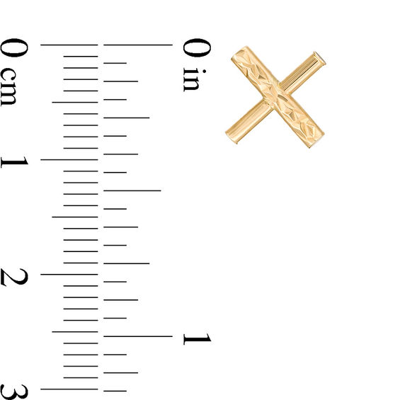 Multi-Finish "X" Stud Earrings in 14K Gold