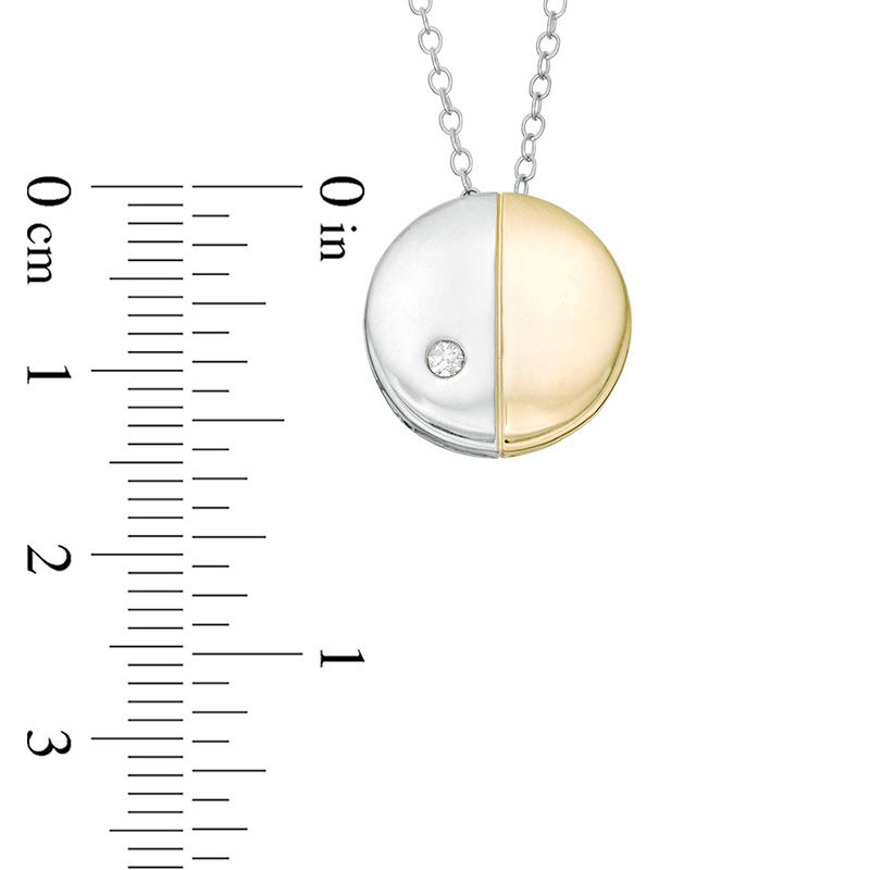 Main Image 4 of ZALES x SCAD Diamond Accent Solitaire Half-and-Half Circle Pendant in Sterling Silver and 10K Gold
