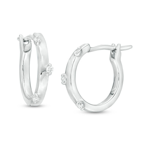 Zales x Scad Diamond Accent Three Stone Scatter Half-Hoop Earrings in Sterling Silver
