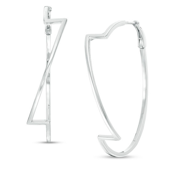 Zales x Scad Mirrored "Z" Long Hoop Earrings in Sterling Silver