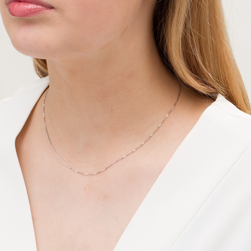 Main Image 2 of Made in Italy 0.7mm Box Chain Necklace in 10K White Gold - 16"
