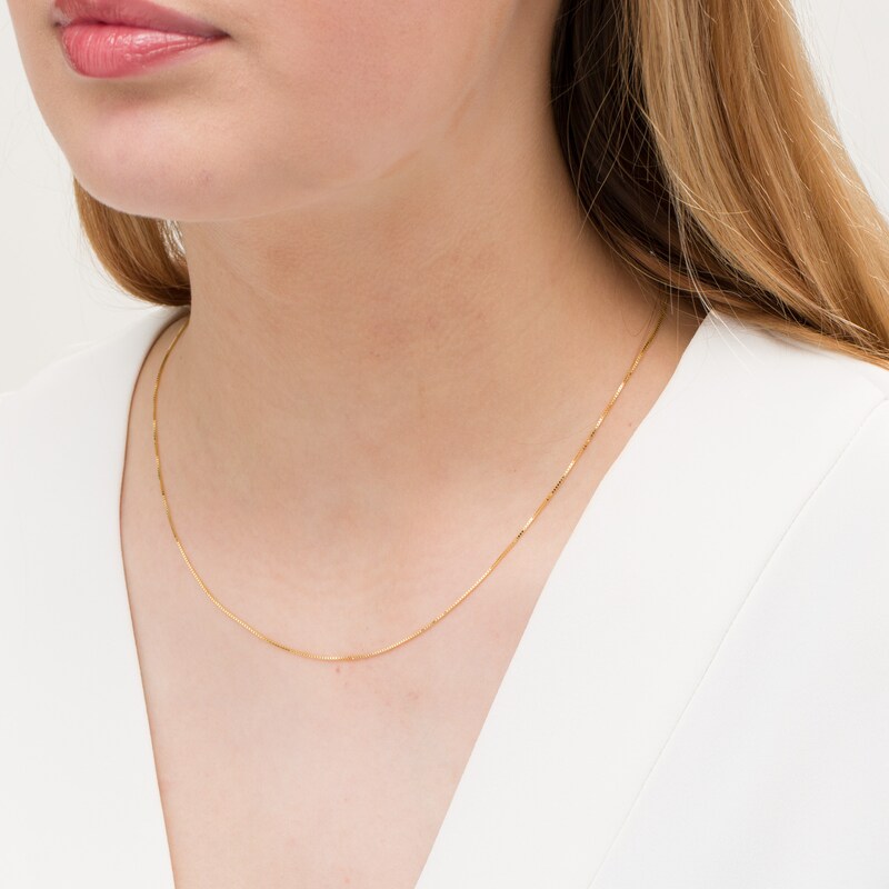 Main Image 2 of Made in Italy 0.7mm Box Chain Necklace in 10K Gold - 18"