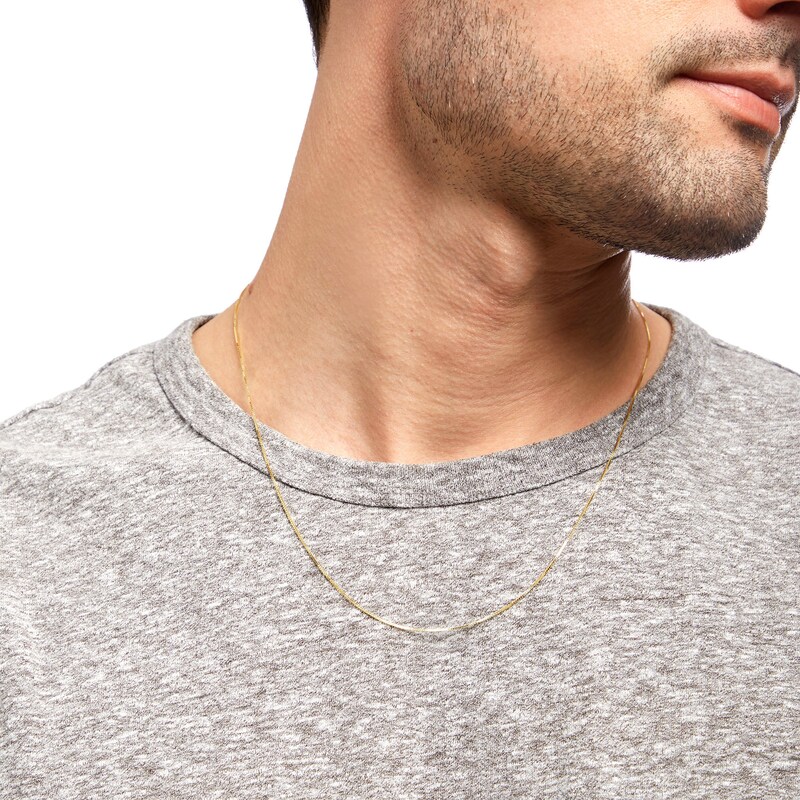 Main Image 2 of Made in Italy 0.7mm Box Chain Necklace in 10K Gold - 20"