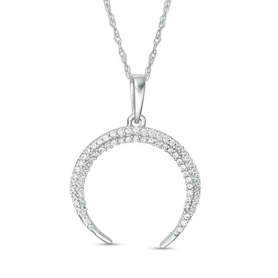 1/5 CT. T.w. Diamond Crescent Pendant in 10K White Gold