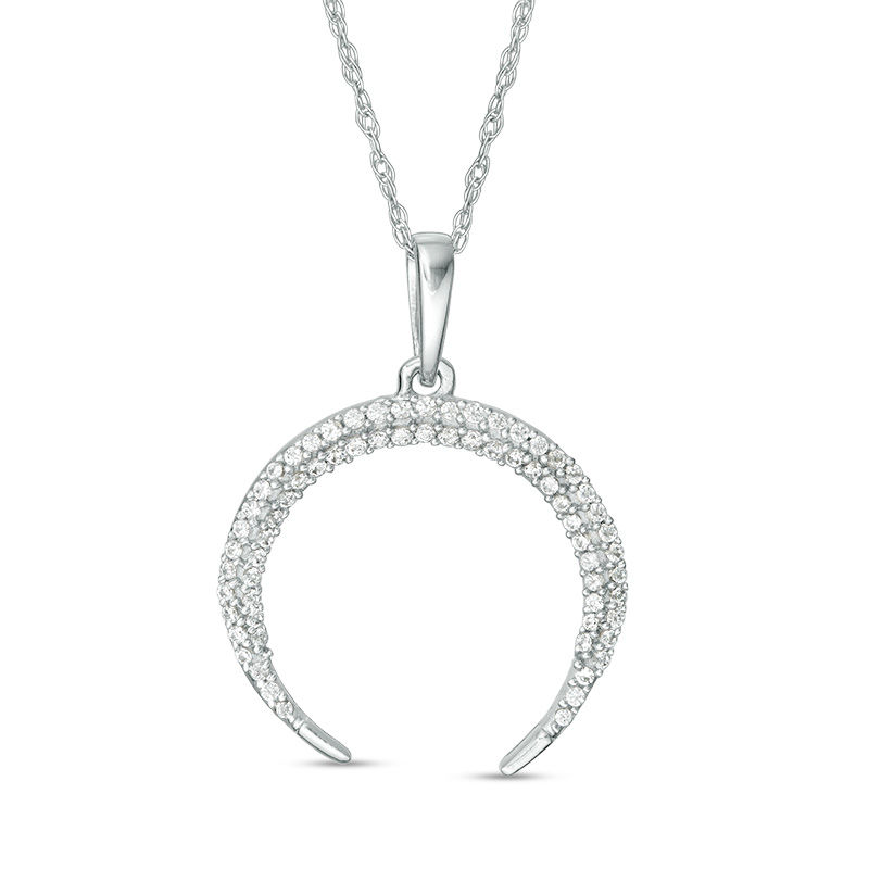 Main Image 1 of 1/5 CT. T.W. Diamond Crescent Pendant in 10K White Gold
