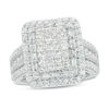 Thumbnail Image 1 of 2 CT. T.W. Princess-Cut Composite Diamond Double Rectangular Frame Multi-Row Ring in 14K White Gold