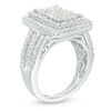 Thumbnail Image 3 of 2 CT. T.W. Princess-Cut Composite Diamond Double Rectangular Frame Multi-Row Ring in 14K White Gold