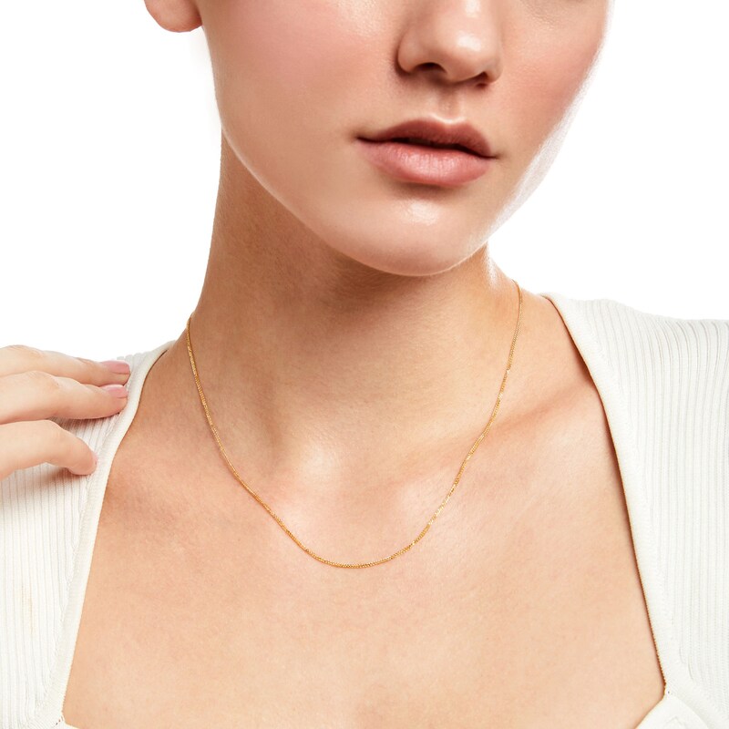 Main Image 2 of Made in Italy 0.85mm Wheat Chain Necklace in 10K Gold - 18"