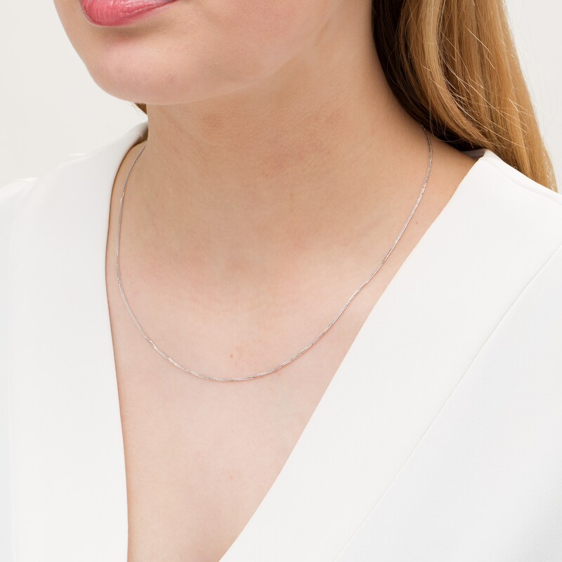 Main Image 2 of Made in Italy 0.85mm Wheat Chain Necklace in 10K White Gold - 18"