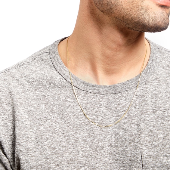 Made in Italy Men's 0.8mm Adjustable Box Chain Necklace in 14K Gold - 22"