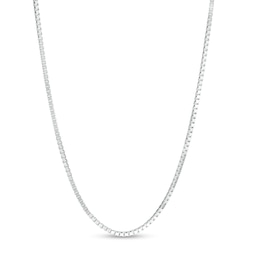 Made in Italy Men's 0.8mm Adjustable Box Chain Necklace in 14K White Gold - 22&quot;