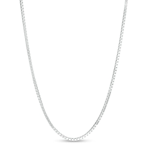 Made in Italy Men's 0.8mm Adjustable Box Chain Necklace in 14K White Gold - 22"