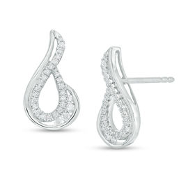 1/4 CT. T.W. Diamond Flame Loop Stud Earrings in 10K White Gold