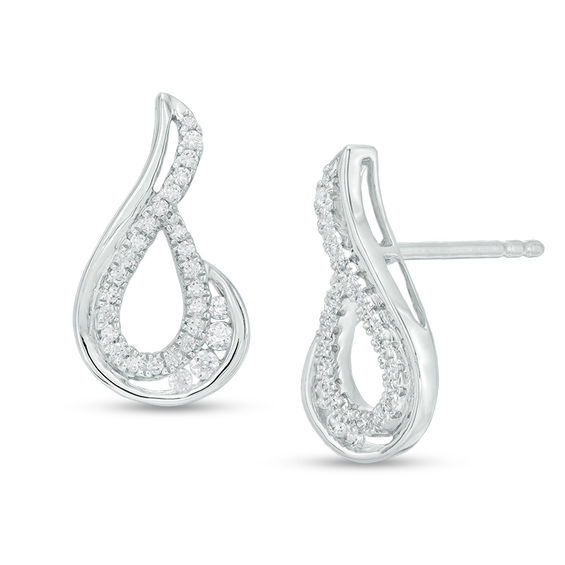 1/4 CT. T.w. Diamond Flame Loop Stud Earrings in 10K White Gold